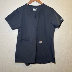 Carhartt Force Scrub Top Womens Medium Gray Modern Fit V-Neck Medical Pockets